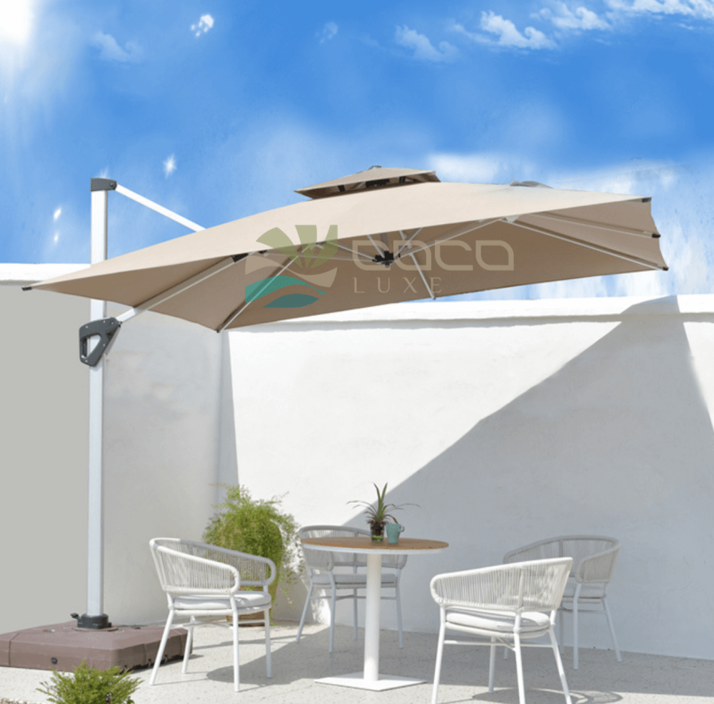 ร่มสนาม COCOLUXE SUNSHADE SIDE 300 2 LAYER KHAKI + MARBLE BASE_3