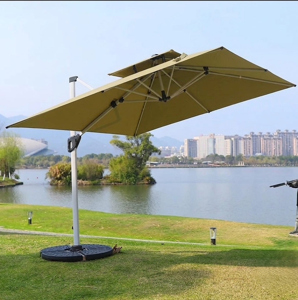 ร่มสนาม COCOLUXE SUNSHADE SIDE 300 2 LAYER KHAKI + WATER BASE