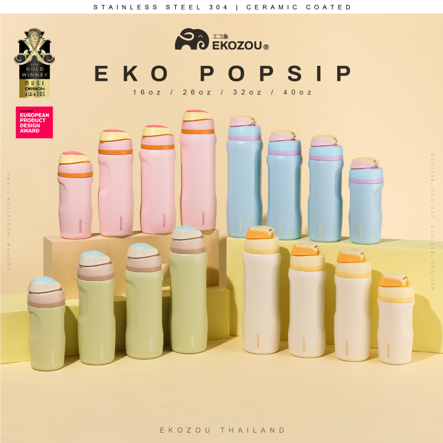 ขวดน้ำเก็บความเย็น เคลือบเซรามิก EKOZOU รุ่น EKO POPSIP 770 มล (CREAM)_2