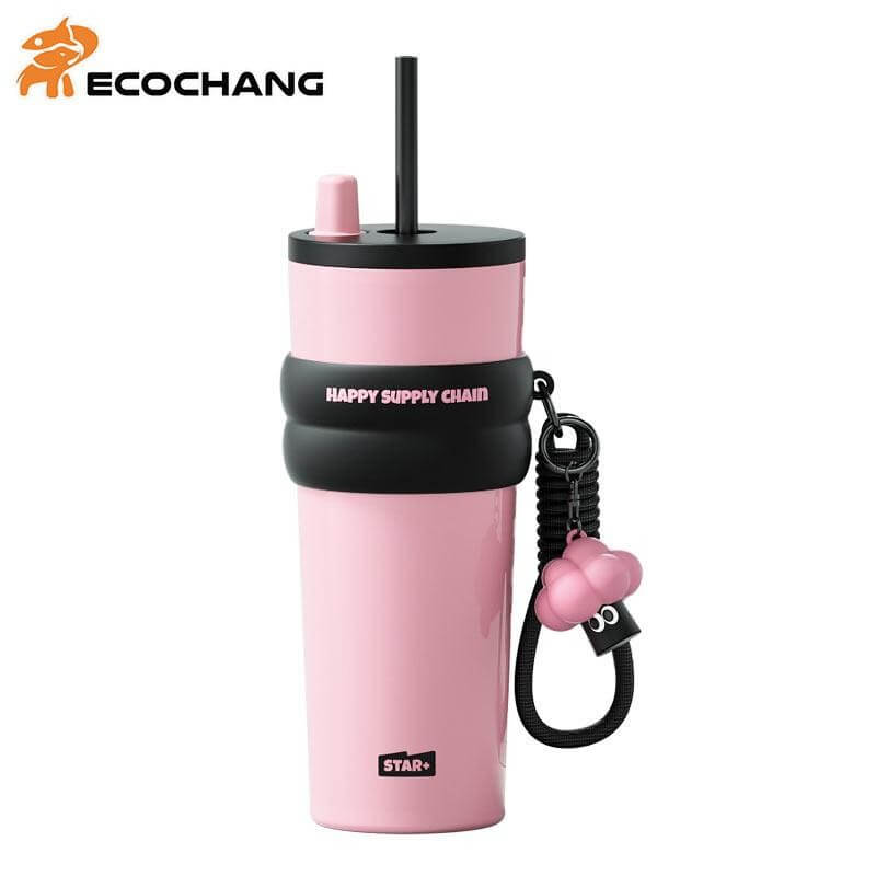 แก้วเก็บความเย็น STAR+  รุ่น เคลือบเซรามิก ขนาด 710 มล. (PINK BLACK