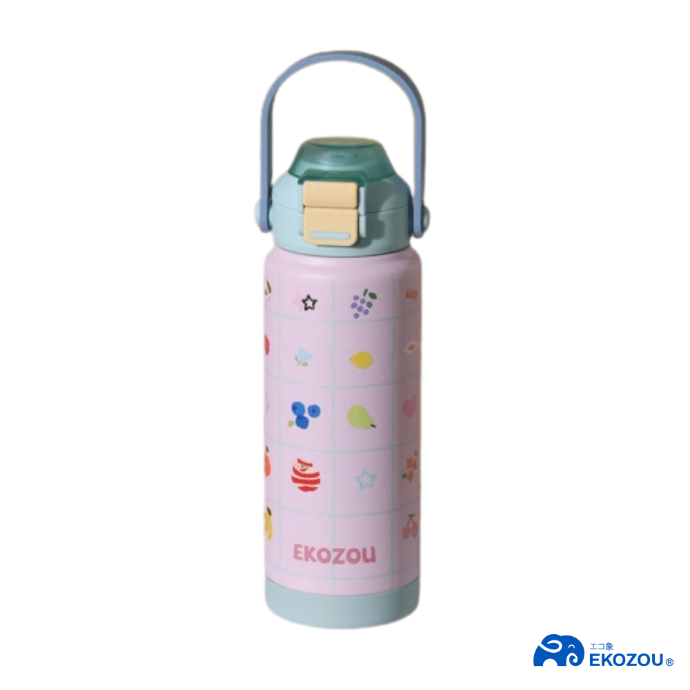 ขวดน้ำเก็บความเย็น เคลือบเซรามิก EKOZOU KATI AND CHATHAI ขนาด 750ML. (BLUE-PINK)