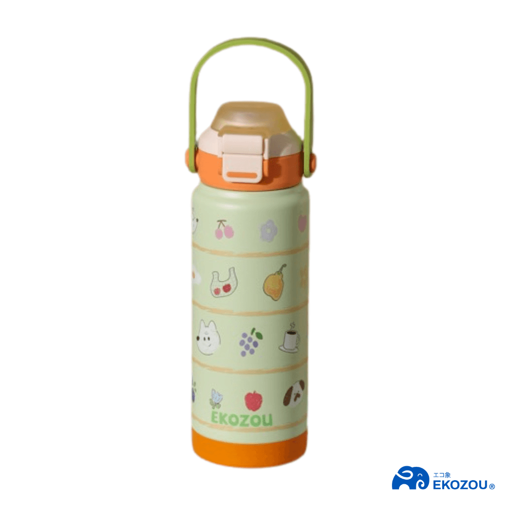 ขวดน้ำเก็บความเย็น เคลือบเซรามิก EKOZOU KATI AND CHATHAI ขนาด 750ML. (ORANGE-GREEN)