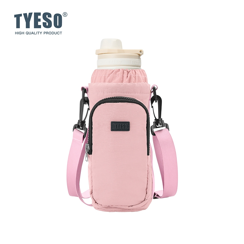 กระเป๋าใส่ขวดน้ำพกพา กันน้ำ TYESO ขนาด S 8X21.5 ซม. สีชมพู_0