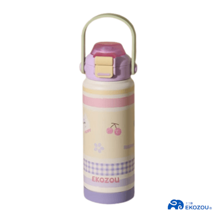 ขวดน้ำเก็บความเย็น เคลือบเซรามิก EKOZOU KATI AND CHATHAI ขนาด 750ML. (PURPLE-CREAM)_0