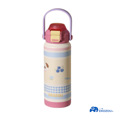 ขวดน้ำเก็บความเย็น เคลือบเซรามิก EKOZOU KATI AND CHATHAI ขนาด 750ML. (PINK-CREAM)_0