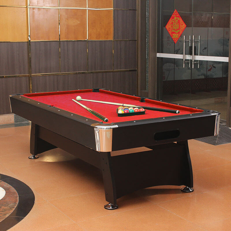 โต๊ะพูล POOL BILLIARD V.1 อุปกรณ์พร้อมเล่น ขนาด 7ฟุต โต๊ะสีดำสักหลากสีแดง_2
