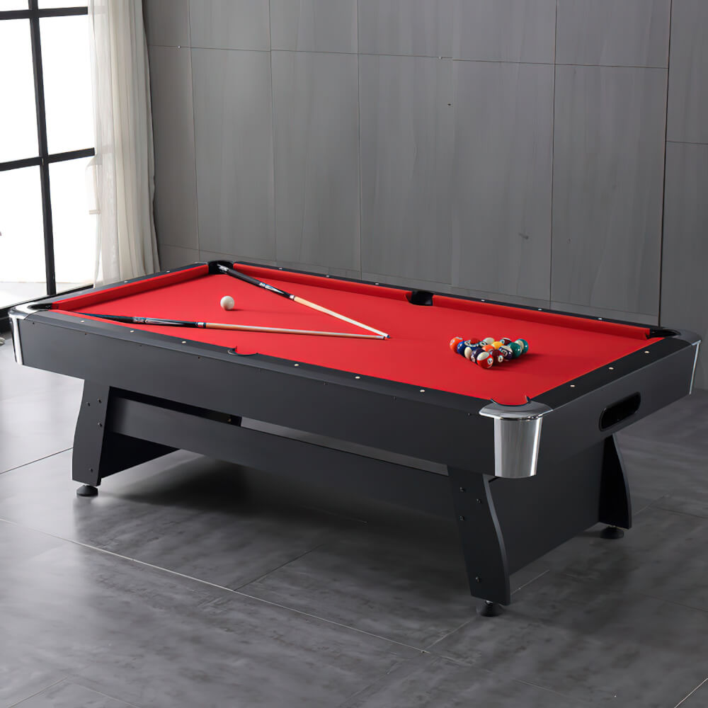 โต๊ะพูล POOL BILLIARD V.1 อุปกรณ์พร้อมเล่น ขนาด 7ฟุต โต๊ะสีดำสักหลากสีแดง_3