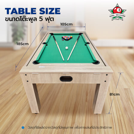 โต๊ะพูล 4IN1 V.3 POOL BILLIARD TABLE อุปกรณ์พร้อมเล่น ขนาด 5 ฟุต สักหลาดสีเขียว_5