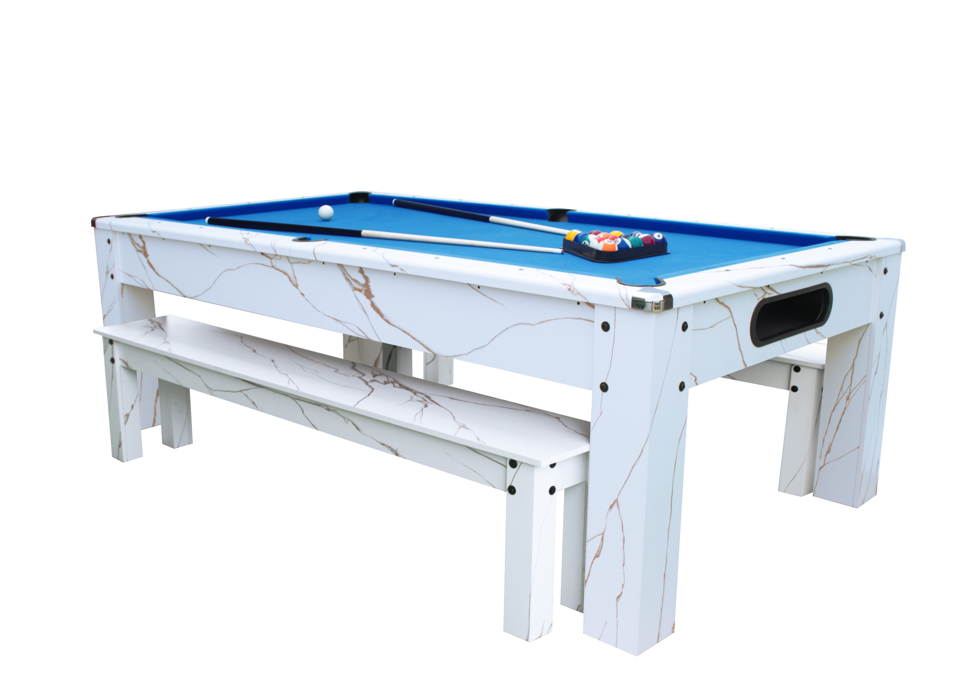 โต๊ะพูล 3IN1 POOL BILLIARD รุ่น V.18 ขนาด 8 ฟุต โต๊ะสีขาวลายหินอ่อน_1