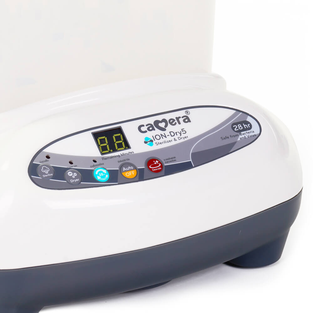 เครื่องนึ่งฆ่าเชื้อพร้อมอบแห้ง CAMERA รุ่น IONDRY 5 อบลมร้อน ปล่อยประจุลบ โหมดปลอดเชื้อ 28 ชั่วโมง