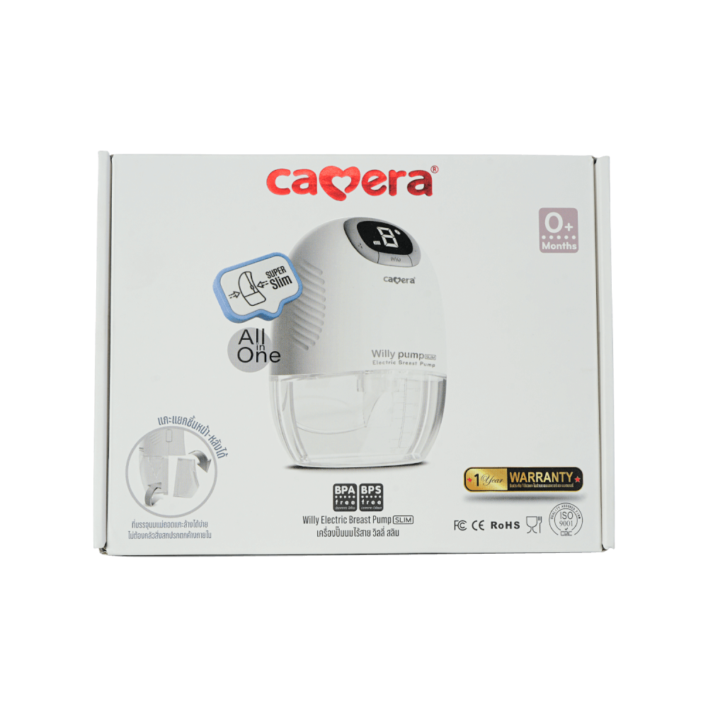 เครื่องปั๊มน้ำนมไฟฟ้าไร้สาย CAMERA รุ่น WILLY PUMP SLIM เครื่องบางและน้ำหนักเบา