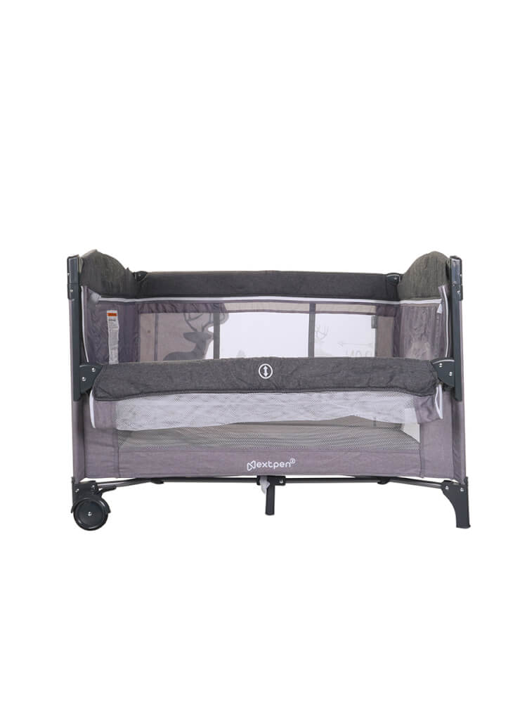 เปลเพนสำหรับเด็ก CAMERA รุ่น NEXTPEN2 เปิดข้างชิดเตียงคุณแม่ได้ สีเทา