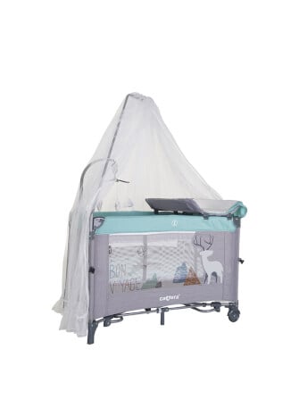 เปลเพนสำหรับเด็ก CAMERA รุ่น NEXTPEN2 เปิดข้างชิดเตียงคุณแม่ได้ สีฟ้า-เทา_0