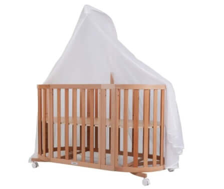 เตียงเด็ก MOMCO SOVA WOODEN COT พร้อมมุ้ง ปรับขนาดได้ 6 รูปแบบ สีไม้ธรรมชาติ_0