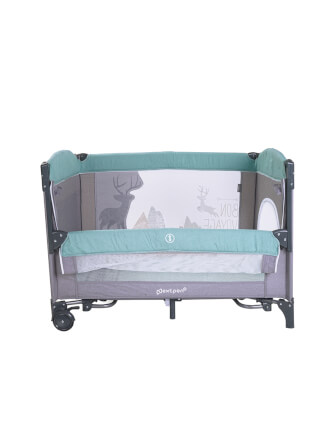 เปลเพนสำหรับเด็ก CAMERA รุ่น NEXTPEN2 เปิดข้างชิดเตียงคุณแม่ได้ สีฟ้า-เทา_3