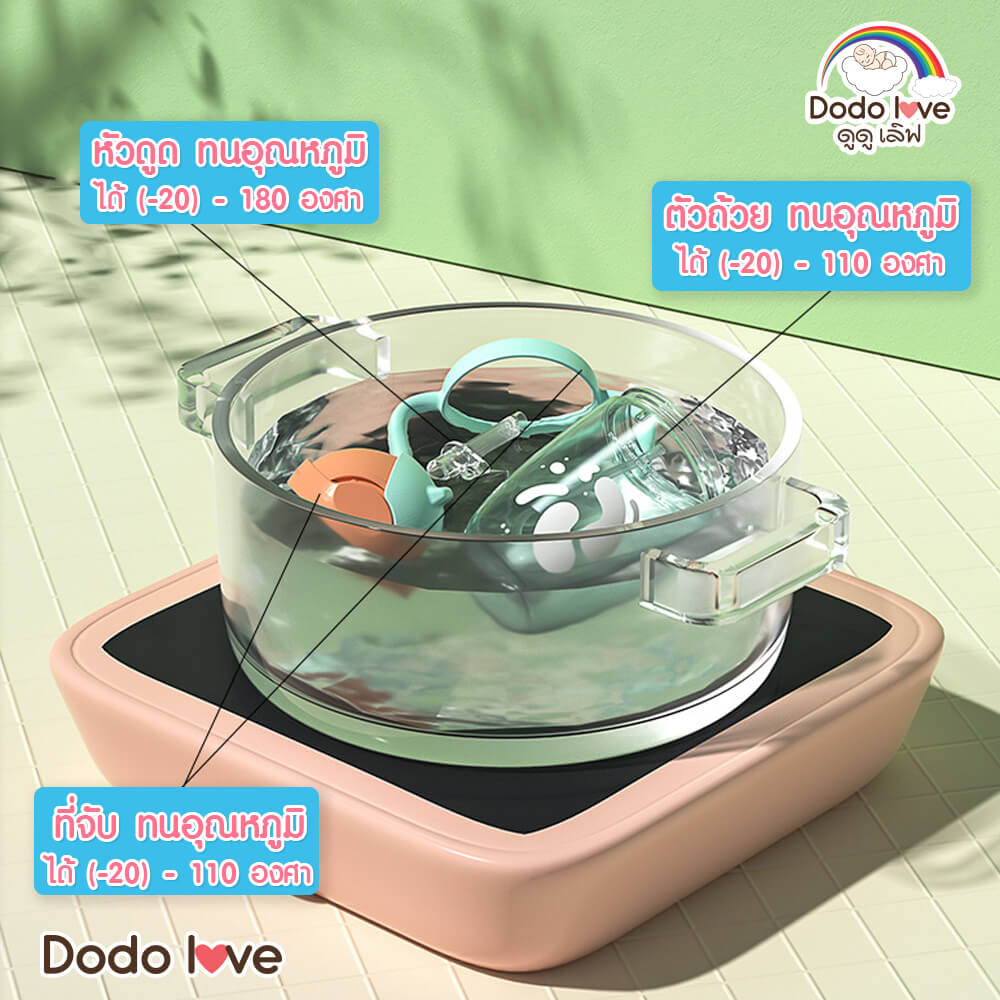 แก้วน้ำซิลิโคนมีหูจับ DODOLOVE พร้อมหลอดดูด สีฟ้า