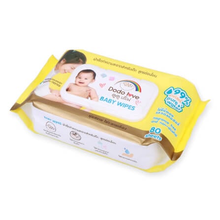 ทิชชู่เปียก DODOLOVE ผ้าเช็ดทำความสะอาดสำหรับเด็ก สูตรอ่อนโยน 80 แผ่น_0