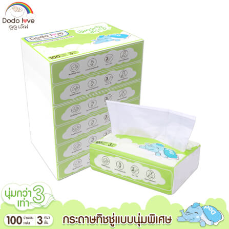 กระดาษทิชชู่ DODOLOVE สำหรับเด็กอ่อน แบบนุ่มพิเศษ 3 เท่า แพ๊ค 6 ห่อ_2