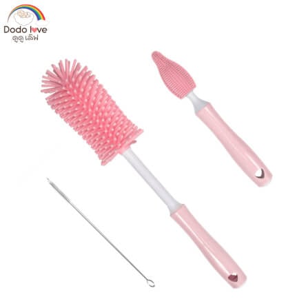 ชุดแปรงล้างขวดนมซิลิโคน DODO LOVE สีชมพู_2