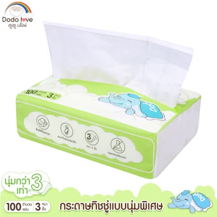 กระดาษทิชชู่ DODOLOVE สำหรับเด็กอ่อน แบบนุ่มพิเศษ 3 เท่า แพ๊ค 6 ห่อ_3