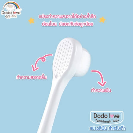แปรงสีฟัน DODOLOVE สำหรับเด็ก 10,000 เส้นใย แปรงสีฟันขนนุ่ม สีฟ้า_3