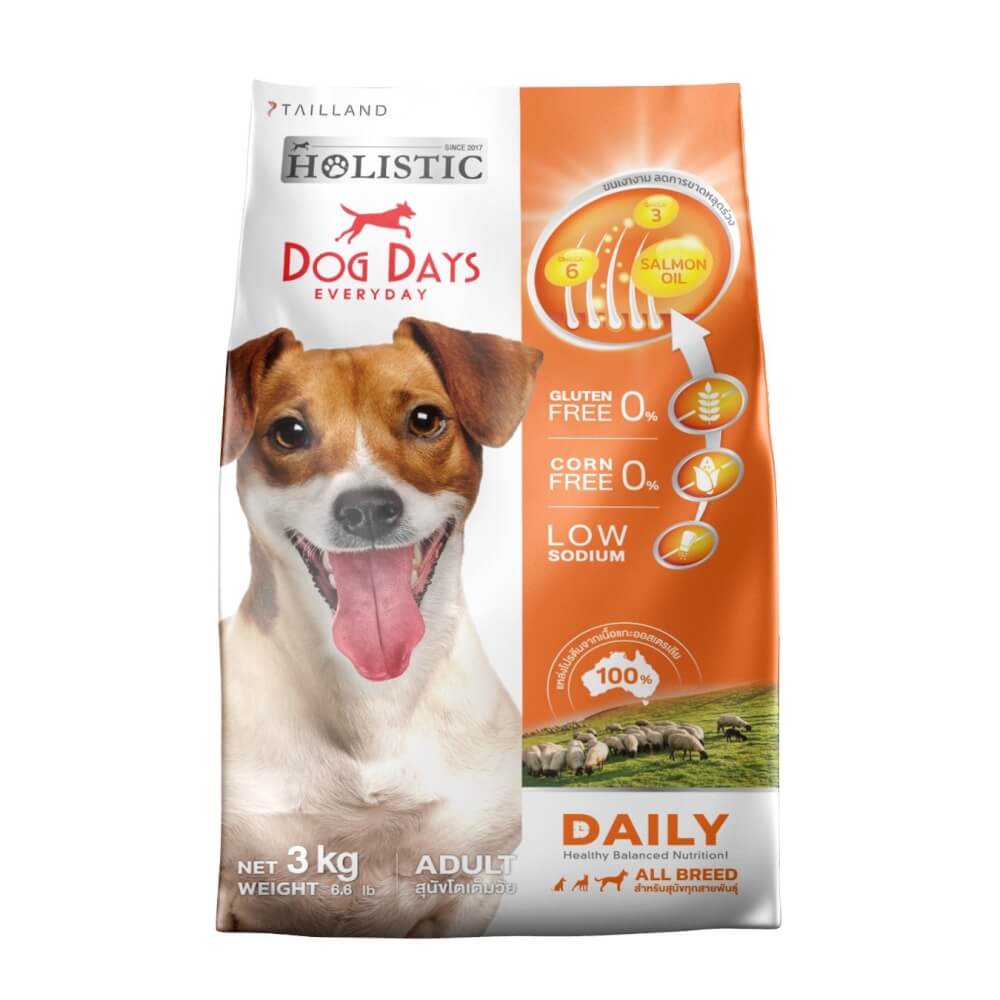 อาหารเม็ดสำหรับสุนัข DOG DAYS DAILY เกรดโฮลิสติก รสเนื้อแกะ สูตรลดขนร่วงโดยเฉพาะ (3 KG)