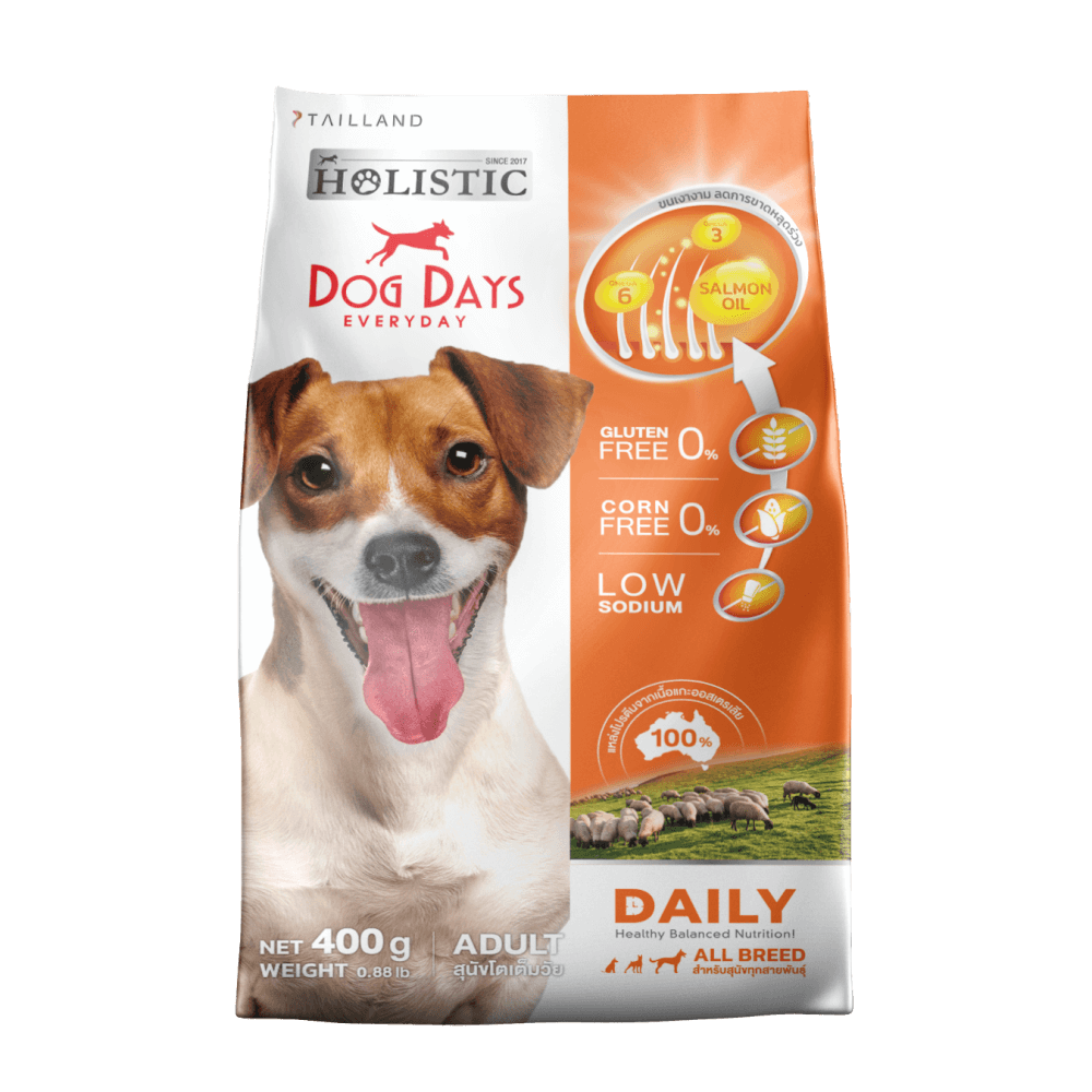 อาหารเม็ดสำหรับสุนัข DOG DAYS DAILY เกรดโฮลิสติก รสเนื้อแกะ สูตรลดขนร่วงโดยเฉพาะ (400 G)