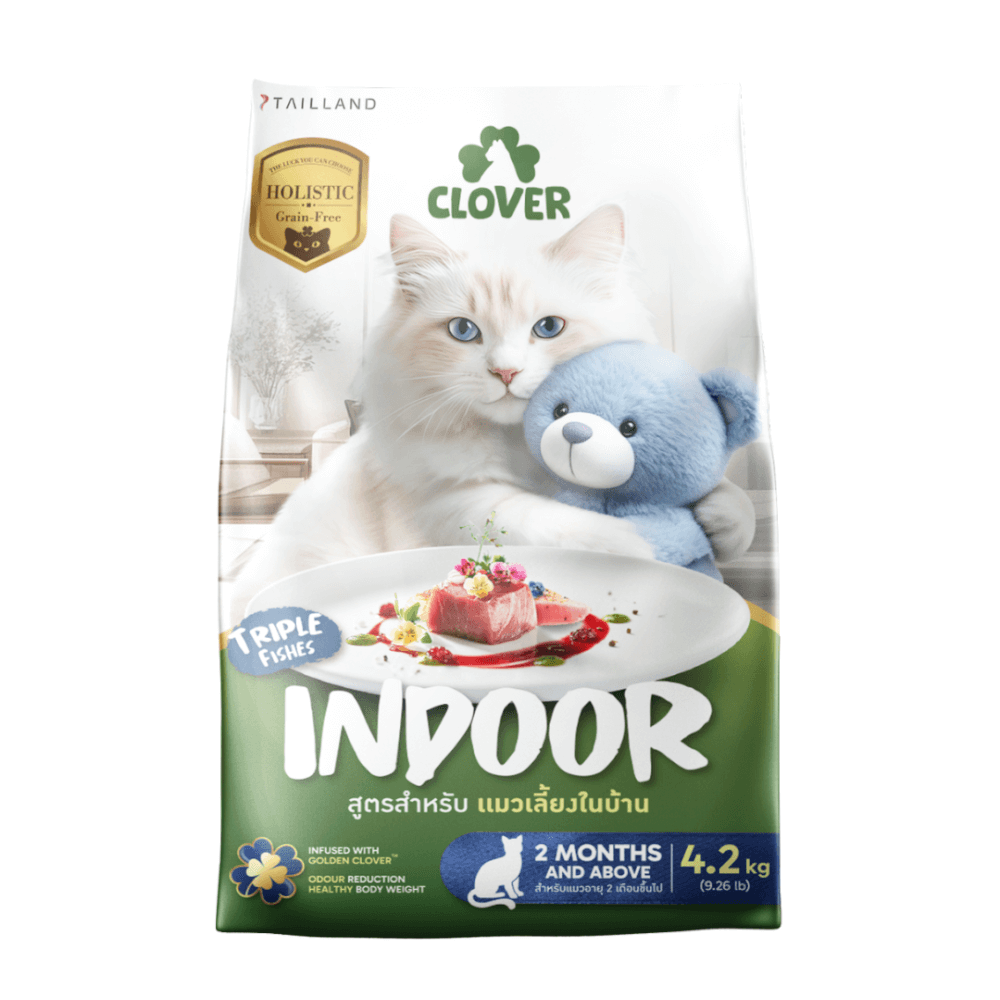 อาหารแมว CLOVER สูตร INDOOR สำหรับแมวเลี้ยงในบ้าน เกรด HOLISTIC GRAIN-FREE โซเดียมต่ำ ( 4.2 KG)_0