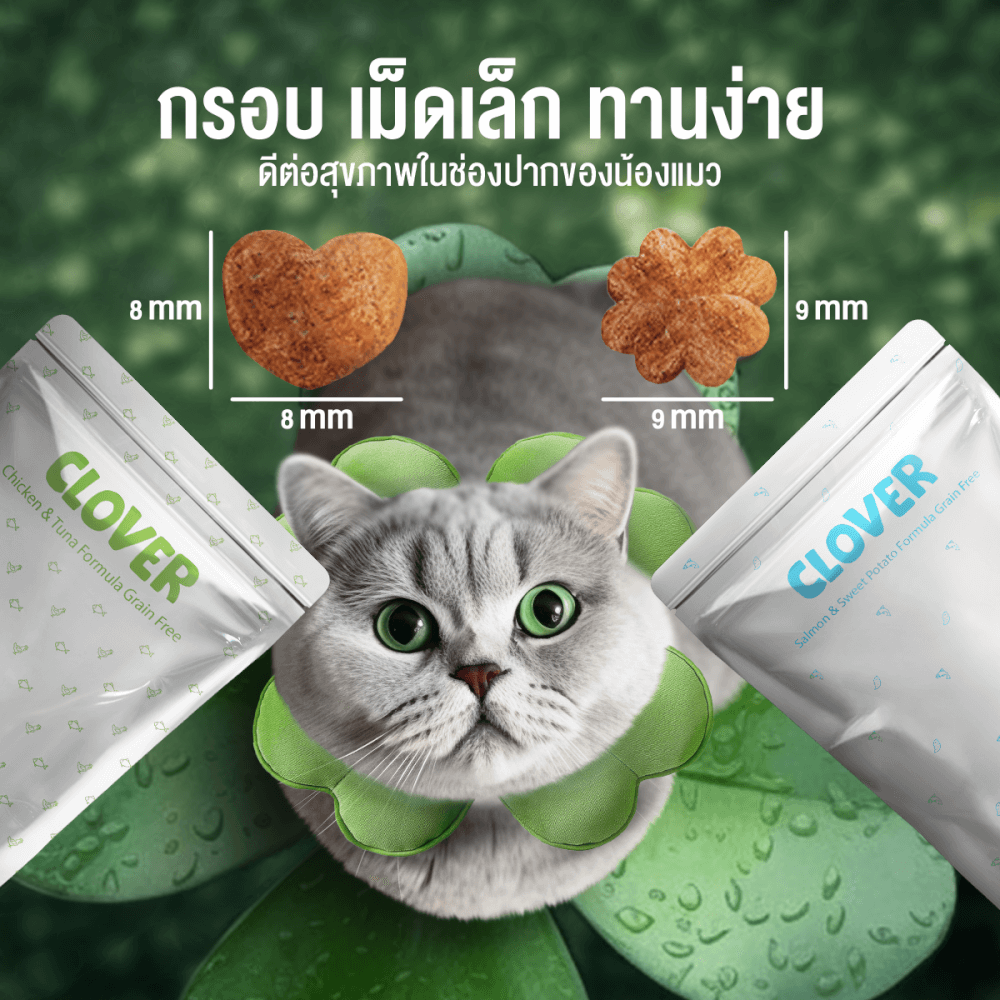 อาหารแมว CLOVER สูตร MIX BY YOU รสไก่กับทูน่า และแซลมอน เกรด HOLISTIC GRAIN-FREE โซเดียมต่ำ (400 G)