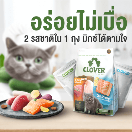 อาหารแมว CLOVER สูตร MIX BY YOU รสไก่กับทูน่า และแซลมอน เกรด HOLISTIC GRAIN-FREE โซเดียมต่ำ (400 G)_4