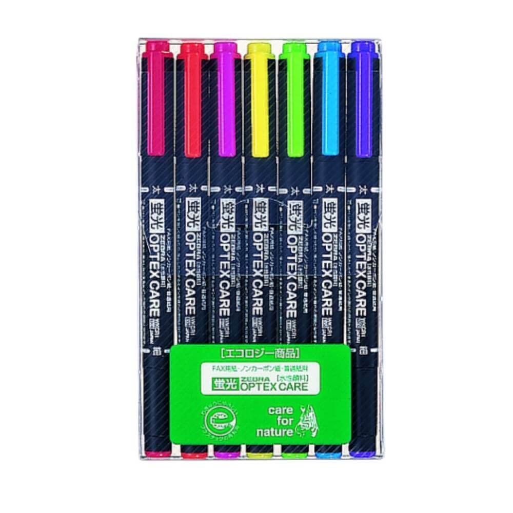 ปากกาไฮไลท์ 2 หัว ZEBRA OPTEX CARE 7C แพ็ค 7 สี