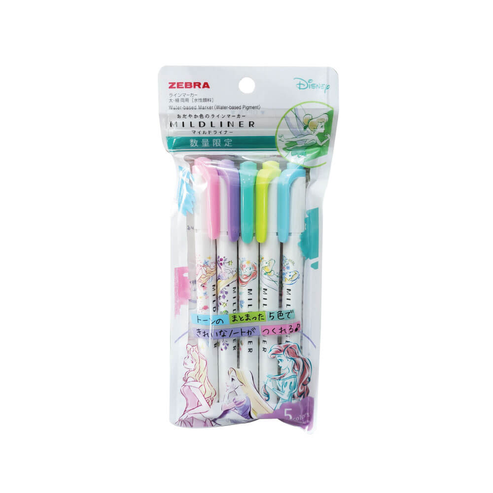 ปากกาไฮไลท์ ZEBRA 5C SET MILDLINER DISNEY เจ้าหญิง แพ็ค 5 ด้าม