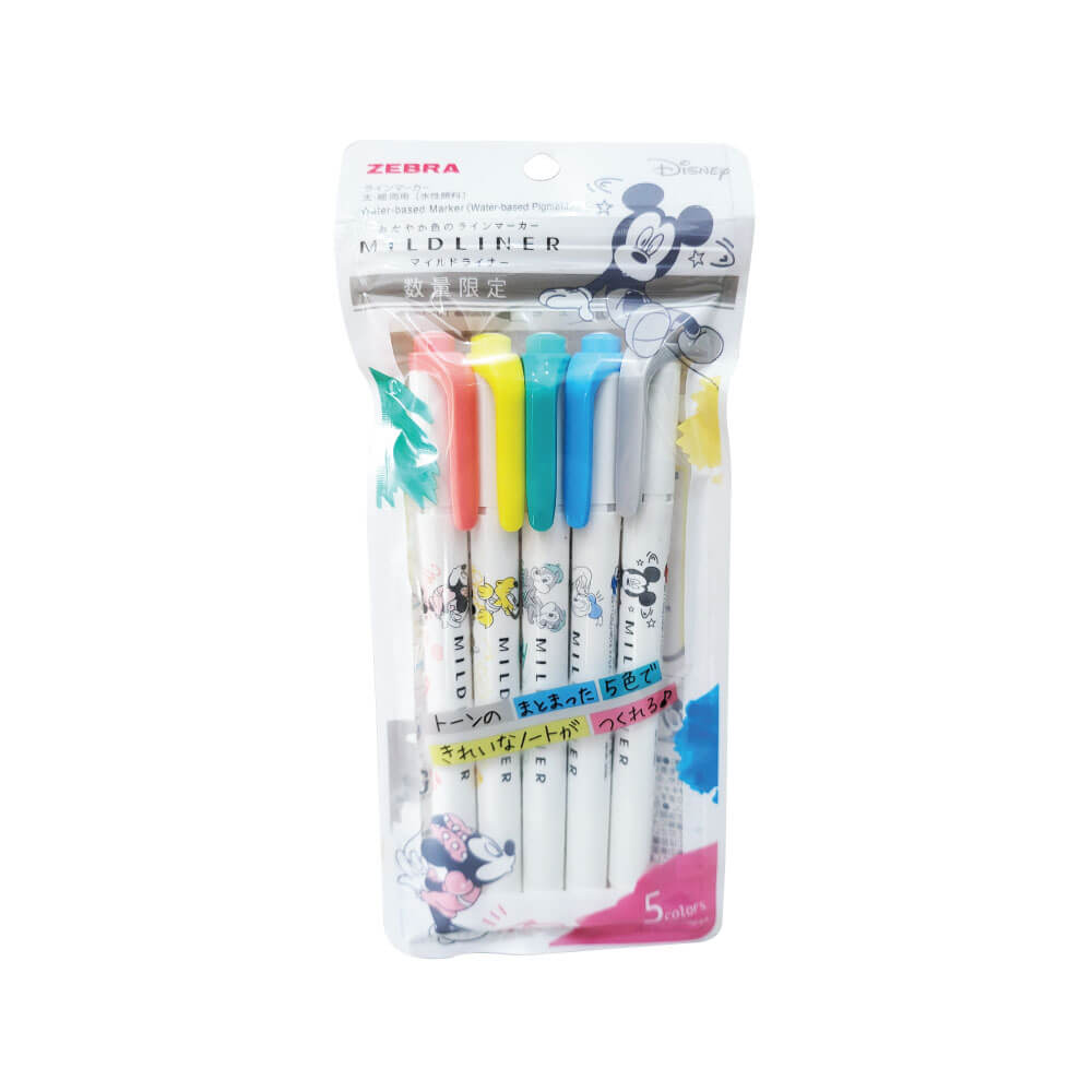 ปากกาไฮไลท์ ZEBRA 5C SET MILDLINER DISNEY มินนี่ แพ็ค 5 ด้าม