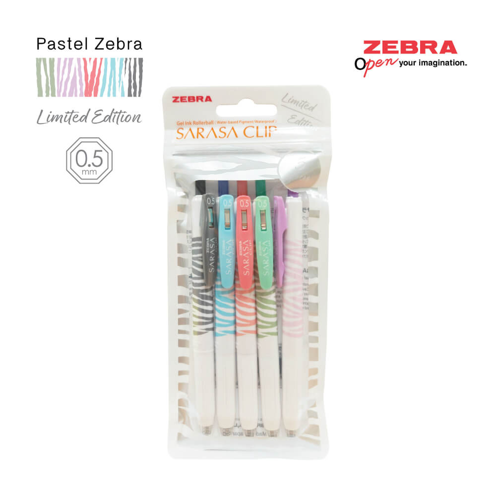 ปากกาเจล ZEBRA SARASA 0.5 ด้ามพาสเทล แพ็ค 5 ด้าม