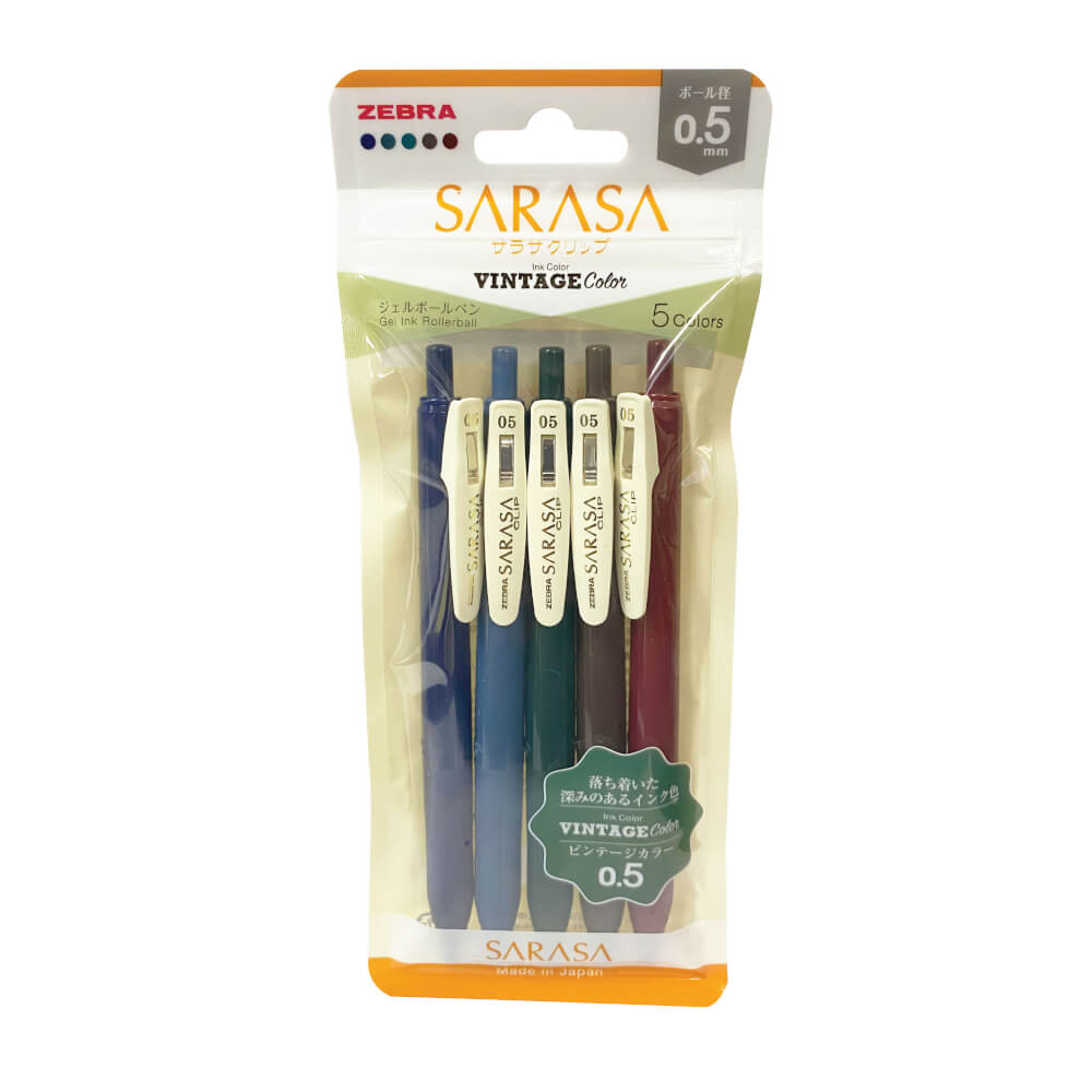 ปากกาเจล ZEBRA VINTAGE 0.5 แพ็ค 5 ด้าม/สี (SET A)