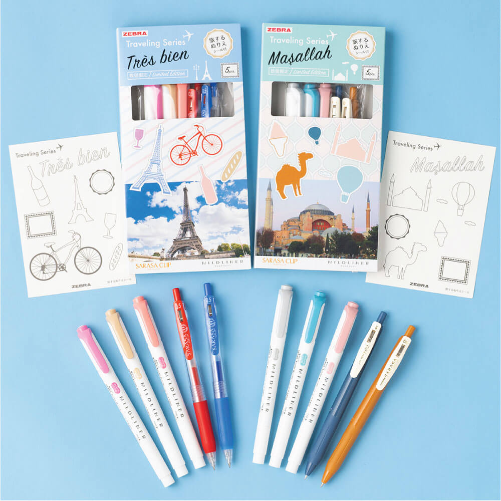 ชุดปากกาเจลและปากกาไฮไลท์ ZEBRA ธีม TRAVEL FRANCE แพ็ค 5 ด้าม