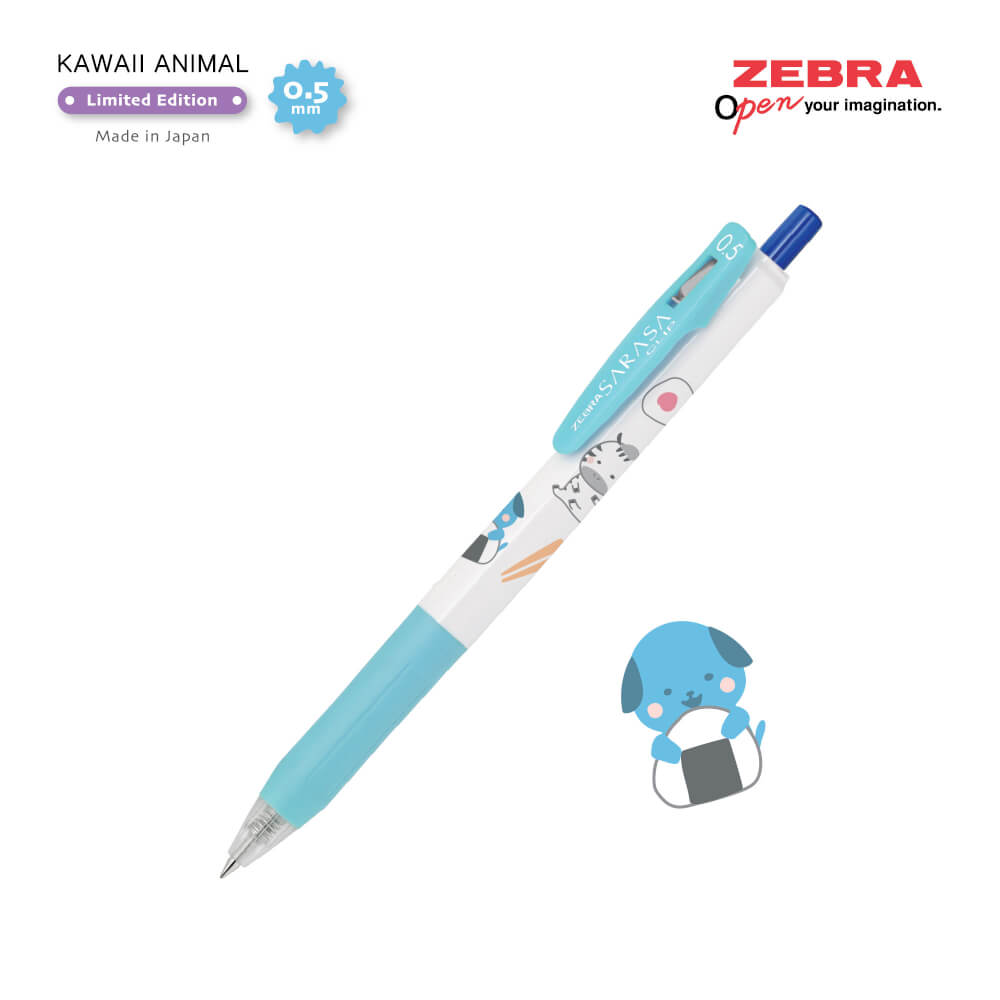 ปากกาเจล ZEBRA  SARASA CLIP 0.5 KAWAII ANIMAL  แพ็ค 5 ด้าม