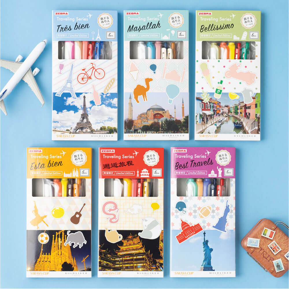 ชุดปากกาเจลและปากกาไฮไลท์ ZEBRA ธีม TRAVEL ITALY แพ็ค 5 ด้าม