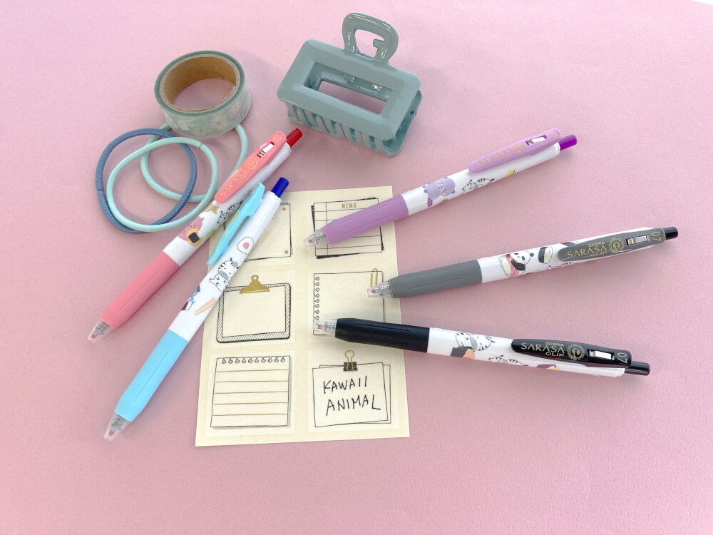 ปากกาเจล ZEBRA  SARASA CLIP 0.5 KAWAII ANIMAL  แพ็ค 5 ด้าม