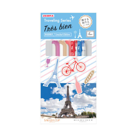 ชุดปากกาเจลและปากกาไฮไลท์ ZEBRA ธีม TRAVEL FRANCE แพ็ค 5 ด้าม_0