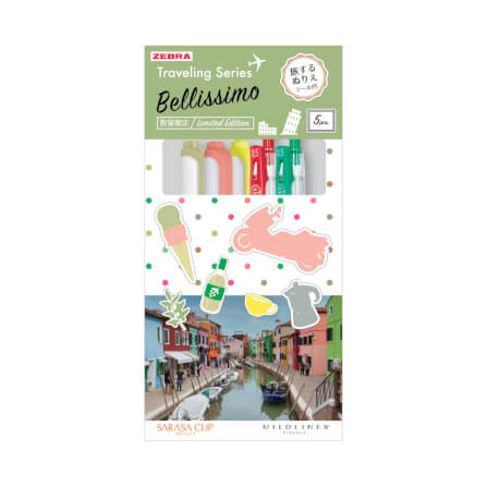 ชุดปากกาเจลและปากกาไฮไลท์ ZEBRA ธีม TRAVEL ITALY แพ็ค 5 ด้าม_1