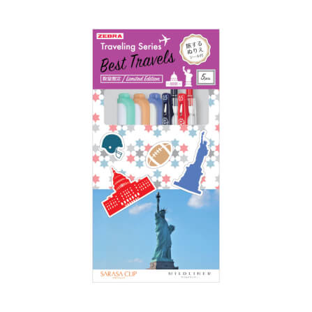 ชุดปากกาเจลและปากกาไฮไลท์ ZEBRA ธีม TRAVEL U.S.A. แพ็ค 5 ด้าม_1