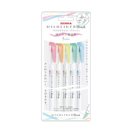 ปากกาไฮไลท์ ZEBRA MILDLINER BRUSH WFT8-5C-N แพ็ค 5 ด้าม_1