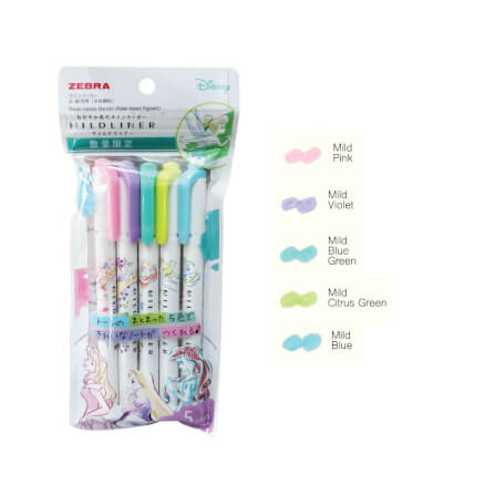 ปากกาไฮไลท์ ZEBRA 5C SET MILDLINER DISNEY เจ้าหญิง แพ็ค 5 ด้าม_2