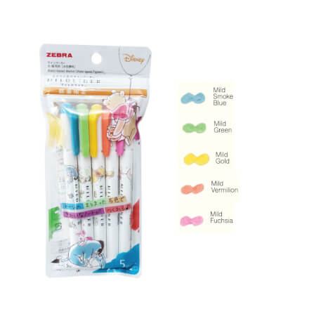 ปากกาไฮไลท์ ZEBRA 5C SET MILDLINER DISNEY หมีพูห์ แพ็ค 5 ด้าม_2