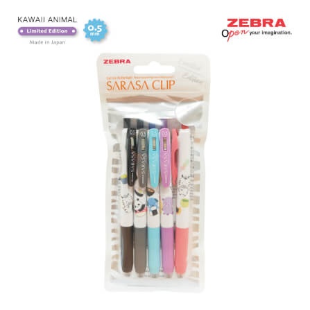 ปากกาเจล ZEBRA  SARASA CLIP 0.5 KAWAII ANIMAL  แพ็ค 5 ด้าม_8