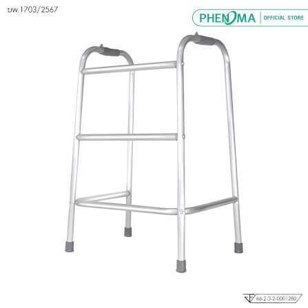 วอร์คเกอร์ 4 ขา PHENOMA รุ่น W-02 FOLDING WALKER อุปกรณ์ช่วยเดิน วอร์คเกอร์พยุงเดิน รุ่นมาตรฐาน อลูมิเนียม แข็งแรง_0