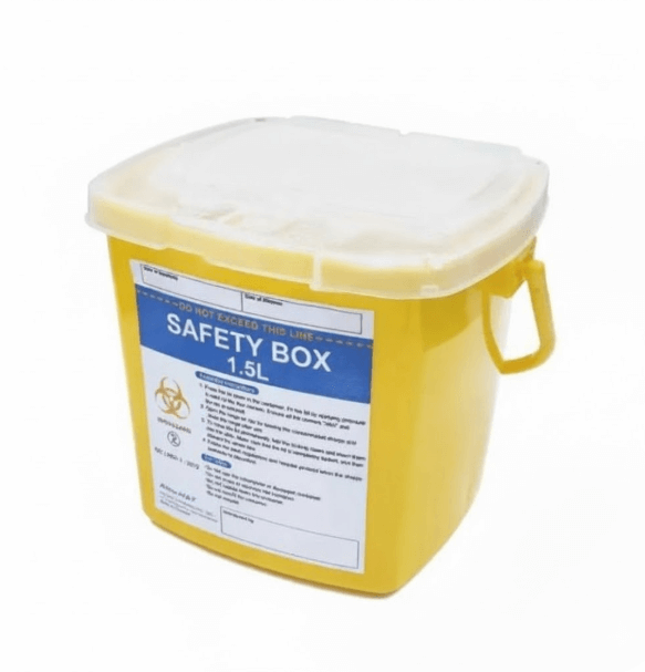 กล่องทิ้งเข็มและของมีคม HEALTHMATE ความจุ 1.5 ลิตร สีเหลือง เกรดส่งออกประเทศญี่ปุ่น_0