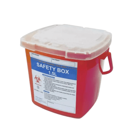 กล่องทิ้งเข็มและของมีคม HEALTHMATE ความจุ 1.5 ลิตร สีแดง เกรดส่งออกประเทศญี่ปุ่น_2