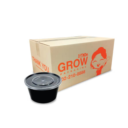 กล่องพลาสติกใส่อาหาร ทรงกลม GROW PACK 450 มล. ขนาด 11X7X6 CM. สีดำ (450ชุด/ลัง)_0